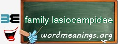 WordMeaning blackboard for family lasiocampidae